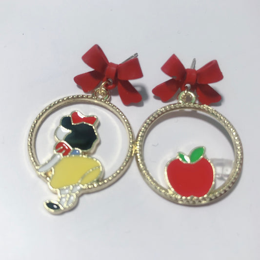 MCT Apple Snow White Witches Earrings for Women. Cute Halloween Cosplay Earrings for Women, Teens, College Students and Adults.