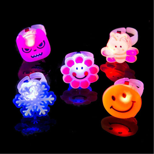 MCT Flashing Colorful LED Light Up Bumpy Rings Finger Toys for Parties, Event Favors, Raves, Concert Shows, Gifts (10 Pack)